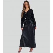 Women's Black Satin Ruched Detail Midi Skirt Finding Friday New Look