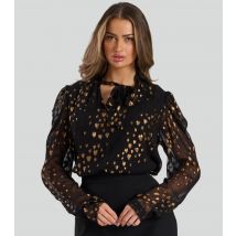 Women's Black Metallic Heart Crepe Blouse Finding Friday New Look