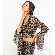 Women's Multicoloured Animal Print Drape Top WKNDGIRL New Look