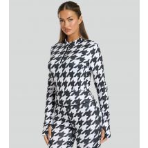 Women's Black Checked Half Zip Base Layer Top South Beach New Look