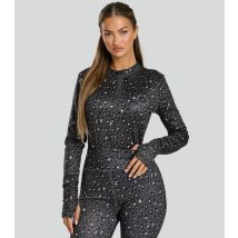 Women's Black Leopard Print Half Zip Base Layer Top South Beach New Look