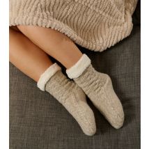 Brown Cable Knit Fleece Socks Loungeable New Look