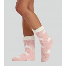 Pink Star Fleece Socks Loungeable New Look