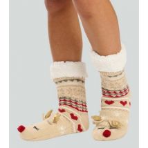 Loungeable Brown 3D Reindeer Socks New Look