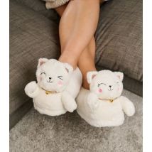 Loungeable White Lucky Cat Slippers New Look