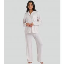 Women's Cream Marl Long Sleeve Buttoned Pyjama Set Loungeable New Look