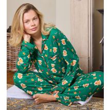Women's Dark Green Gingerbread House Print Wide Leg Pyjama Set Loungeable New Look