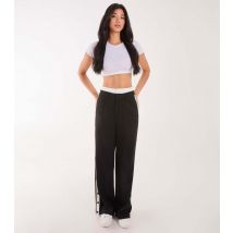 Women's Black Boxer Detail Wide Leg Popper Trousers Pink Vanilla New Look