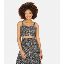 Women's Black Dalmatian-Print Crop Top Mela New Look