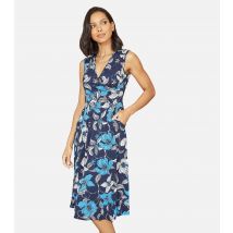 Women's Blue Floral Wrap Midi Dress Mela New Look