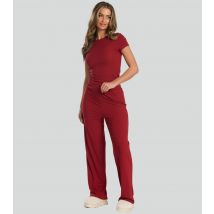 Women's Red Rib Pyjama Set Loungeable New Look