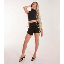Women's Black Woven Utility Wrap Skort Pink Vanilla New Look