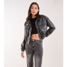 Women's Black Utility Cropped Bomber Jacket Pink Vanilla New Look