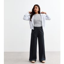 Women's Petite Navy Jersey Wide Leg Trousers New Look
