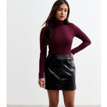 Women's Petite Black Faux Leather Mini Skirt New Look