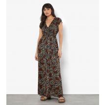 Women's Rust Leaf Print Maxi Smock Dress Apricot New Look