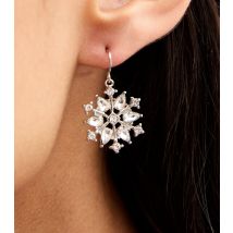 Silver Christmas Embellished Snowflake Earrings New Look