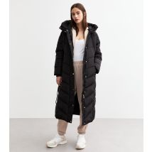 Women's Black Hooded Longline Puffer Coat Cameo Rose New Look