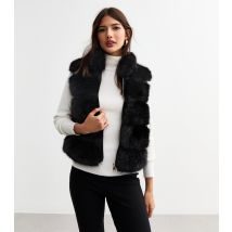 Women's Black Faux Fur Gilet Cameo Rose New Look