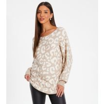 Women's Beige Cheetah Pattern Knit Jumper Quiz New Look