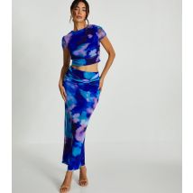 Women's Bright Blue Mesh Crop Top Quiz New Look