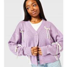 Women's Lilac Bow Knit Cardigan Skinnydip New Look