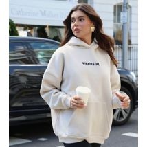 WKNDGIRL Stone Logo Print Oversized Hoodie New Look