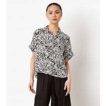 Women's Black Zebra Print Roll Sleeve Shirt Apricot New Look