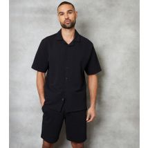 Men's Black Textured Cotton Shirt Threadbare New Look