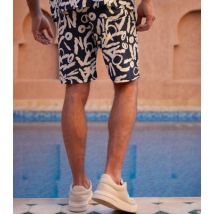 Men's Threadbare Navy Abstract-Print Shorts New Look