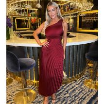 Women's Red Pleated Satin Midi Dress AX Paris New Look