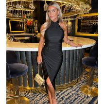 Women's Black High Neck Wrap Midi Dress AX Paris New Look