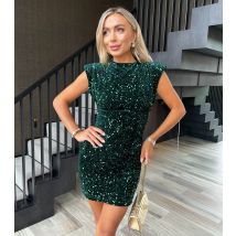 Women's Green Sequin Shoulder Pad Mini Dress AX Paris New Look