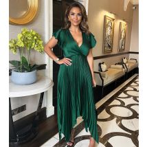 Women's Green Wrap Pleated Midi Dress AX Paris New Look