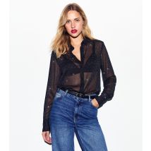 Women's Black Diamanté Embellished Chiffon Shirt New Look
