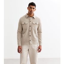 Men's Stone Relaxed Twill Overshirt Only and Sons New Look