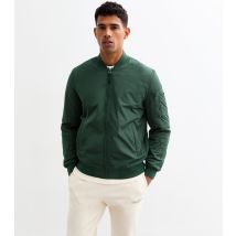 Men's Dark Green Regular Bomber Jacket Only and Sons New Look