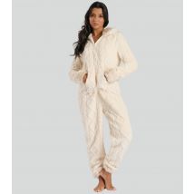 Women's Cream Cable Fleece Onesie Loungeable New Look