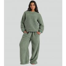 Women's Green Borg Lounge Set Loungeable New Look