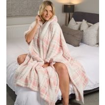 Women's Pink Checked Fleece Poncho Loungeable New Look