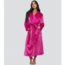 Women's Dark Pink Hooded Fleece Robe Loungeable New Look