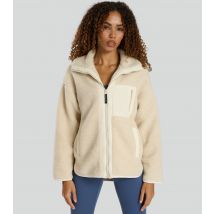 Women's Cream High Neck Borg Jacket South Beach New Look