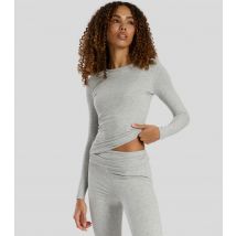 Women's Light Grey Rib Jersey Long Sleeve Top South Beach New Look