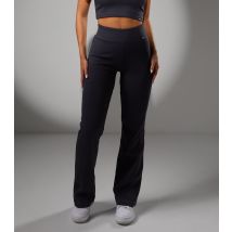 Women's Dark Grey Rib Flared Leggings Gym King New Look
