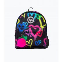 Black Graffiti Heart Iconic Backpack HYPE New Look