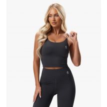 Women's Dark Grey Longline Strappy Sports Bra Gym King New Look