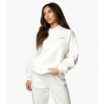 Women's Cream Relaxed Pullover Logo Hoodie Gym King New Look