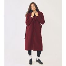 Women's Burgundy Oversized Felted Longline Coat WKNDGIRL New Look