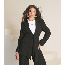 Women's Black Tie Waist Blazer WKNDGIRL New Look