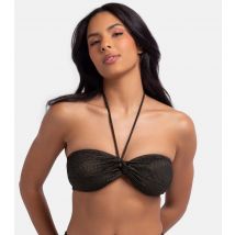 Women's Black Metallic Halterneck Bandeau Bikini Top Dorina New Look